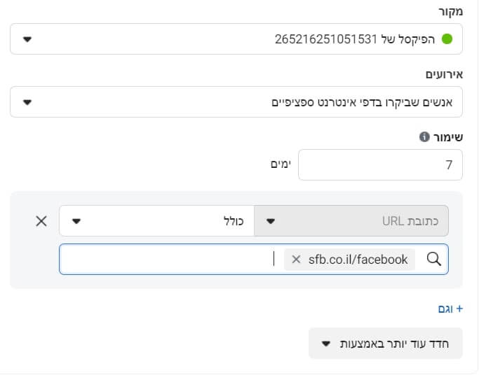 רימרקטינג לפי צפייה בדפים ספציפיים